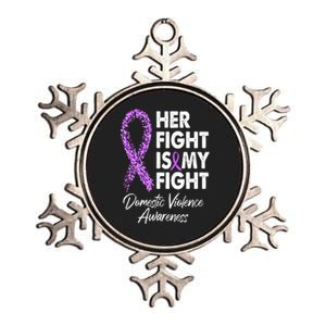 Her Fight is My Fight Domestic Violence Awareness Purple Ribbon Metallic Star Ornament