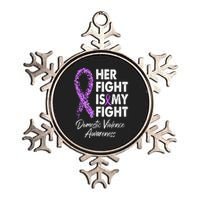 Her Fight is My Fight Domestic Violence Awareness Purple Ribbon Metallic Star Ornament