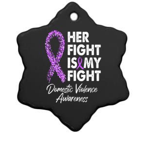 Her Fight is My Fight Domestic Violence Awareness Purple Ribbon Ceramic Star Ornament