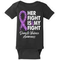 Her Fight is My Fight Domestic Violence Awareness Purple Ribbon Baby Bodysuit
