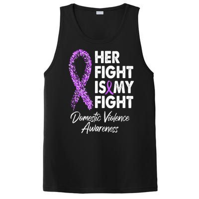 Her Fight is My Fight Domestic Violence Awareness Purple Ribbon PosiCharge Competitor Tank