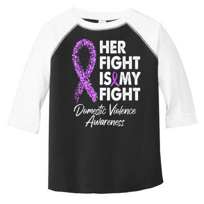 Her Fight is My Fight Domestic Violence Awareness Purple Ribbon Toddler Fine Jersey T-Shirt