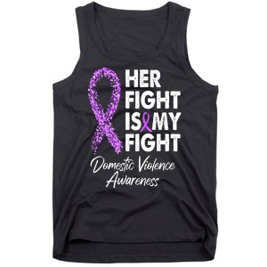 Her Fight is My Fight Domestic Violence Awareness Purple Ribbon Tank Top