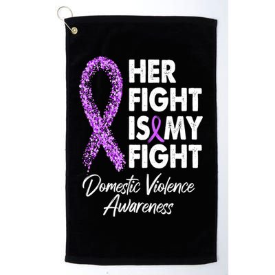 Her Fight is My Fight Domestic Violence Awareness Purple Ribbon Golf Towel