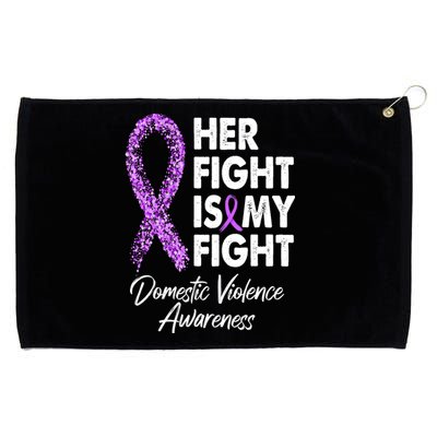 Her Fight is My Fight Domestic Violence Awareness Purple Ribbon Grommeted Golf Towel