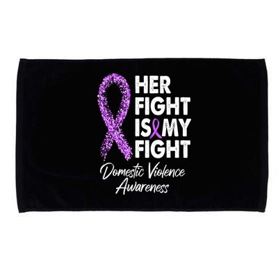 Her Fight is My Fight Domestic Violence Awareness Purple Ribbon Microfiber Hand Towel