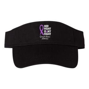 Her Fight is My Fight Domestic Violence Awareness Purple Ribbon Valucap Bio-Washed Visor