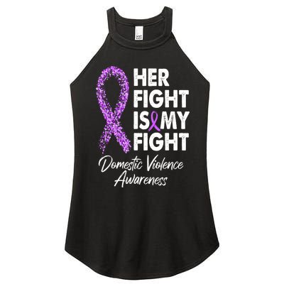 Her Fight is My Fight Domestic Violence Awareness Purple Ribbon Women's Perfect Tri Rocker Tank