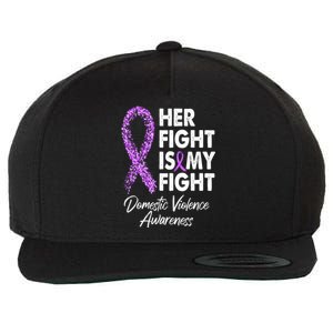 Her Fight is My Fight Domestic Violence Awareness Purple Ribbon Wool Snapback Cap