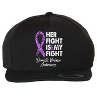 Her Fight is My Fight Domestic Violence Awareness Purple Ribbon Wool Snapback Cap