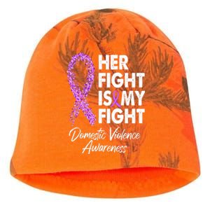 Her Fight is My Fight Domestic Violence Awareness Purple Ribbon Kati - Camo Knit Beanie