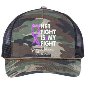 Her Fight is My Fight Domestic Violence Awareness Purple Ribbon Retro Rope Trucker Hat Cap