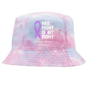 Her Fight is My Fight Domestic Violence Awareness Purple Ribbon Tie-Dyed Bucket Hat