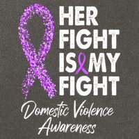 Her Fight is My Fight Domestic Violence Awareness Purple Ribbon Cotton Canvas Backpack