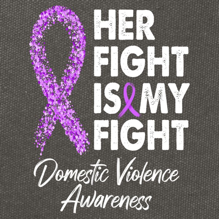 Her Fight is My Fight Domestic Violence Awareness Purple Ribbon Cotton Canvas Backpack