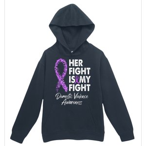 Her Fight is My Fight Domestic Violence Awareness Purple Ribbon Urban Pullover Hoodie