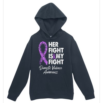 Her Fight is My Fight Domestic Violence Awareness Purple Ribbon Urban Pullover Hoodie