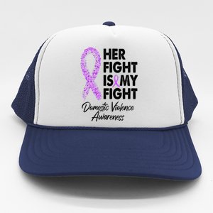 Her Fight is My Fight Domestic Violence Awareness Purple Ribbon Trucker Hat