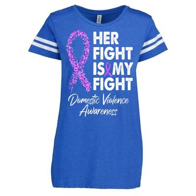 Her Fight is My Fight Domestic Violence Awareness Purple Ribbon Enza Ladies Jersey Football T-Shirt