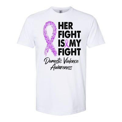 Her Fight is My Fight Domestic Violence Awareness Purple Ribbon Softstyle CVC T-Shirt