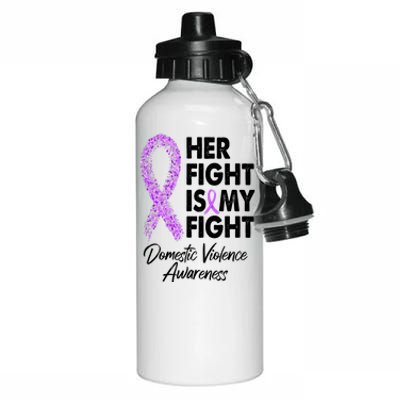 Her Fight is My Fight Domestic Violence Awareness Purple Ribbon Aluminum Water Bottle