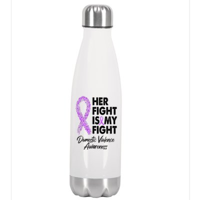 Her Fight is My Fight Domestic Violence Awareness Purple Ribbon Stainless Steel Insulated Water Bottle