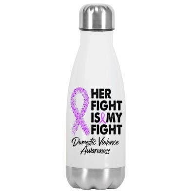 Her Fight is My Fight Domestic Violence Awareness Purple Ribbon Stainless Steel Insulated Water Bottle