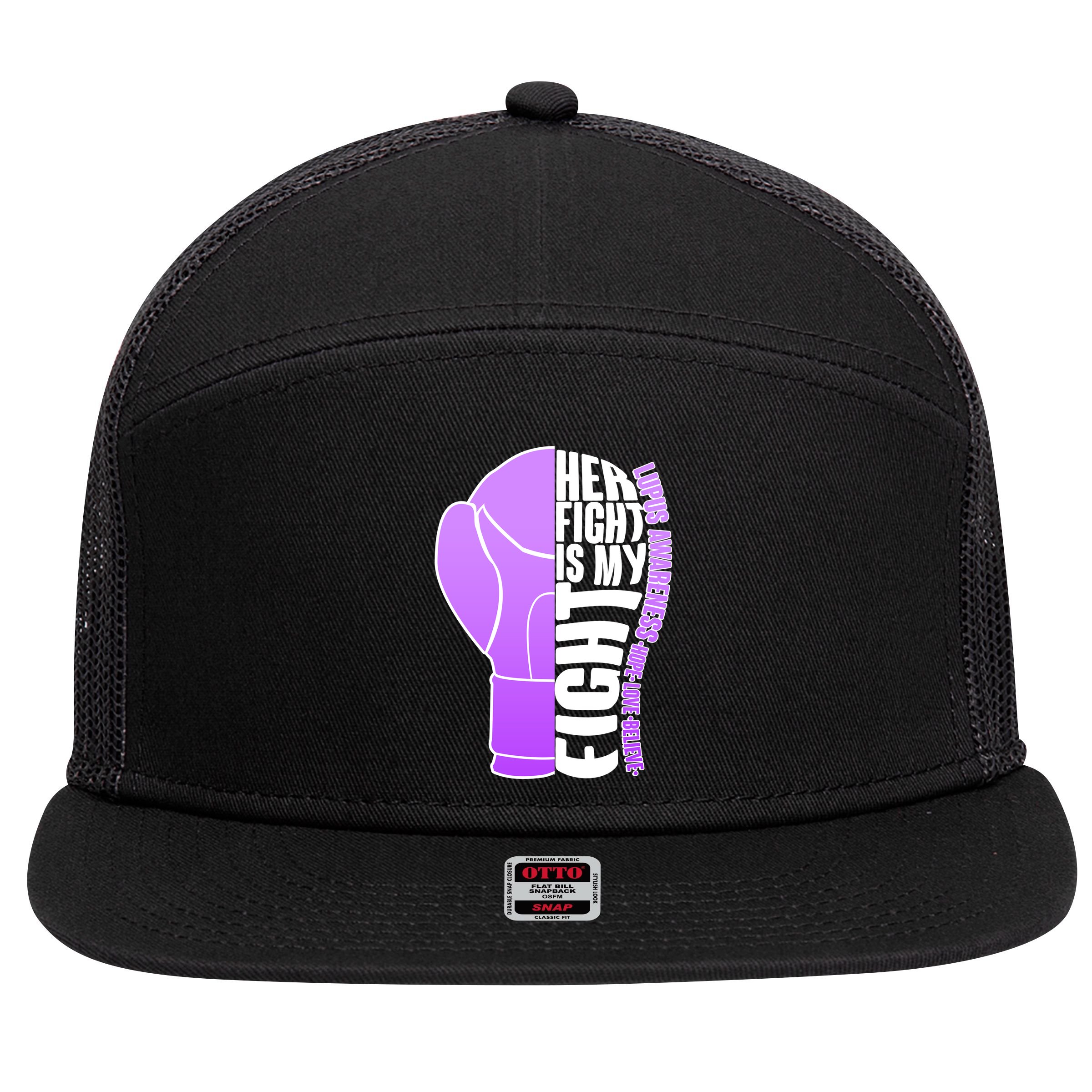 Her Fight is My Fight Lupus Awareness 7 Panel Mesh Trucker Snapback Hat