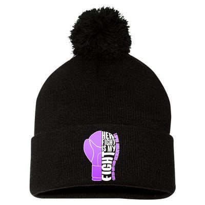 Her Fight is My Fight Lupus Awareness Pom Pom 12in Knit Beanie