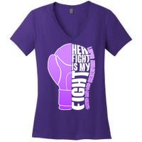 Her Fight is My Fight Lupus Awareness Women's V-Neck T-Shirt