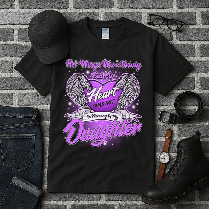 Her Wings Were Ready But My Heart Was Not In Memory of My Daughter Tall T-Shirt