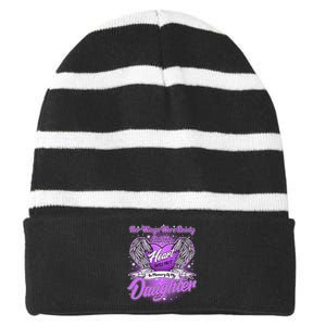 Her Wings Were Ready But My Heart Was Not In Memory of My Daughter Striped Beanie with Solid Band