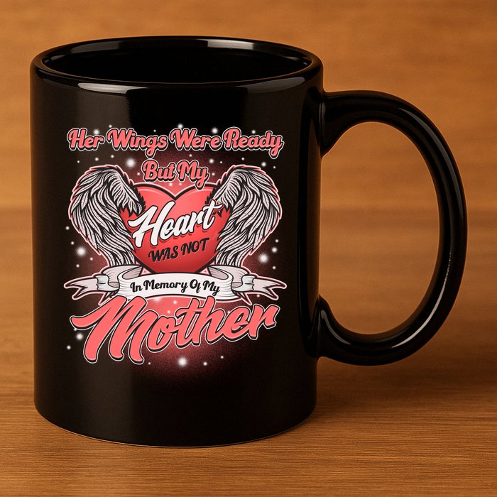 Her Wings Were Ready But My Heart Was Not In Memory Of My Mother 11oz C Handle Ceramic Mug