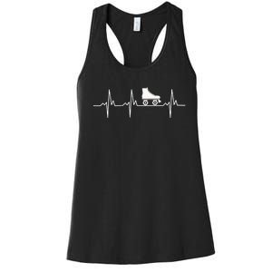 Heartbeat Ecg Roller Skates Roller Skating Inline Skating Gift Women's Racerback Tank