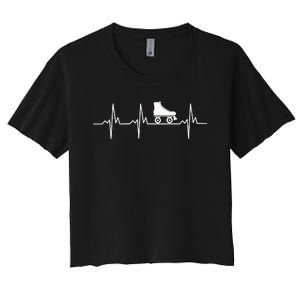 Heartbeat Ecg Roller Skates Roller Skating Inline Skating Gift Women's Crop Top Tee