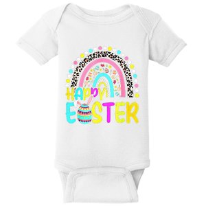 Happy Easter Rainbow Bunny Rabbit Egg Hunting Basket Easter Baby Bodysuit