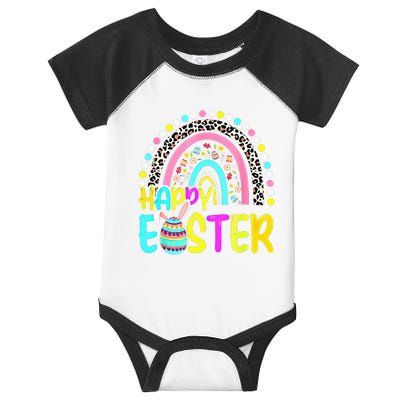 Happy Easter Rainbow Bunny Rabbit Egg Hunting Basket Easter Infant Baby Jersey Bodysuit