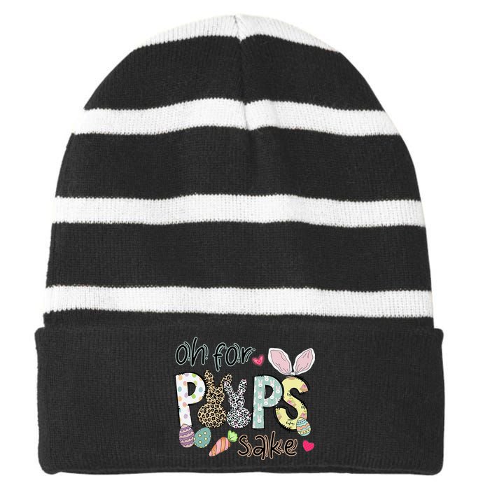 Happy Easter, Retro Easter, Oh For Poops Sake Striped Beanie with Solid Band