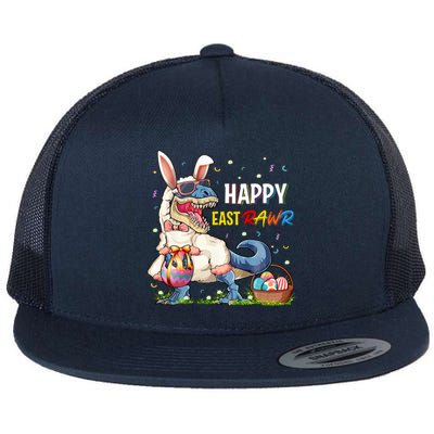 Happy Easter Raws Dinosaur Tgiftrex Funny Cute Bunny Ear Eggs Gift Flat Bill Trucker Hat