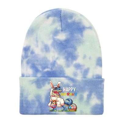 Happy Easter Raws Dinosaur Tgiftrex Funny Cute Bunny Ear Eggs Gift Tie Dye 12in Knit Beanie