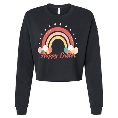 Happy Easter Rainbow Holiday Cropped Pullover Crew