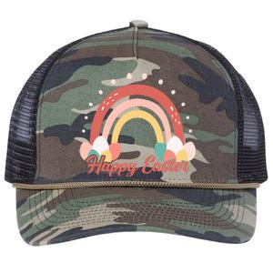 Happy Easter Rainbow Holiday Retro Rope Trucker Hat Cap