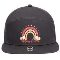 Happy Easter Rainbow Holiday 7 Panel Mesh Trucker Snapback Hat