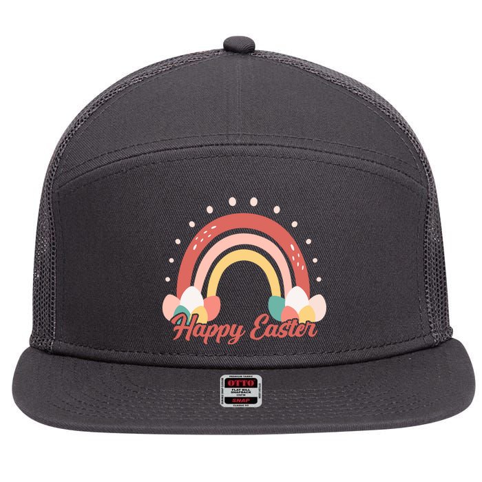 Happy Easter Rainbow Holiday 7 Panel Mesh Trucker Snapback Hat