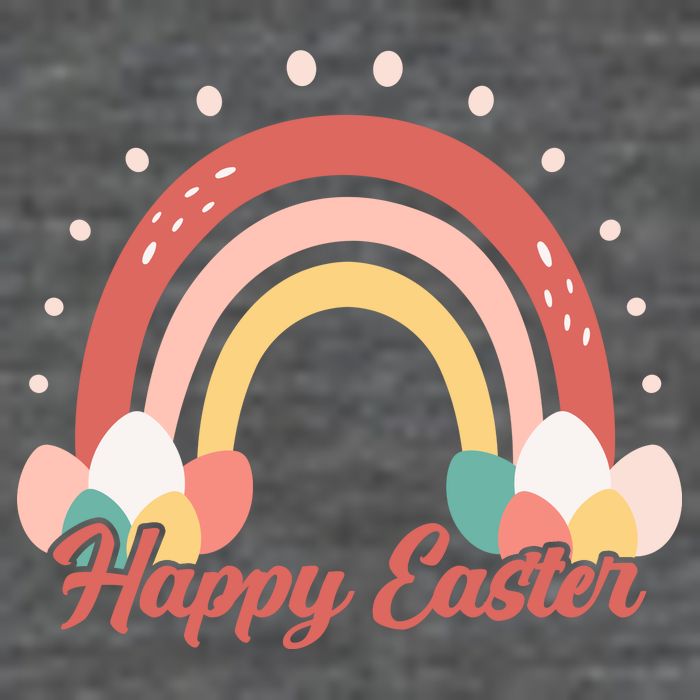 Happy Easter Rainbow Holiday 7 Panel Mesh Trucker Snapback Hat