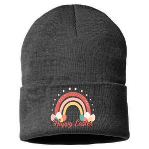 Happy Easter Rainbow Holiday Sustainable Knit Beanie