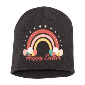 Happy Easter Rainbow Holiday Short Acrylic Beanie