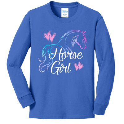 Horse Equestrian Rider Horseback Riding Horse Graphic Gift Kids Long Sleeve Shirt