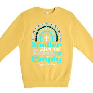 Happy Easter Rainbow Leopard Spoiler Alert Tomb Was Empty Funny Gift Premium Crewneck Sweatshirt