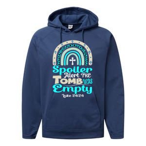 Happy Easter Rainbow Leopard Spoiler Alert Tomb Was Empty Funny Gift Performance Fleece Hoodie